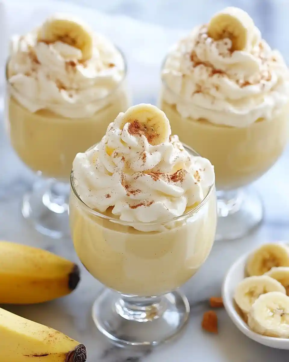 Banana Pudding Dessert with Whipped Cream and Cinnamon