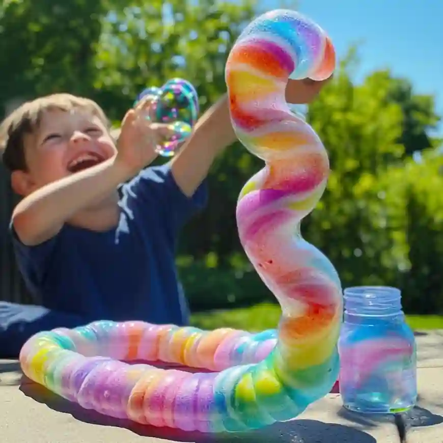 Make Your Own Rainbow Bubble Snakes: A Whimsical DIY Outdoor Activity