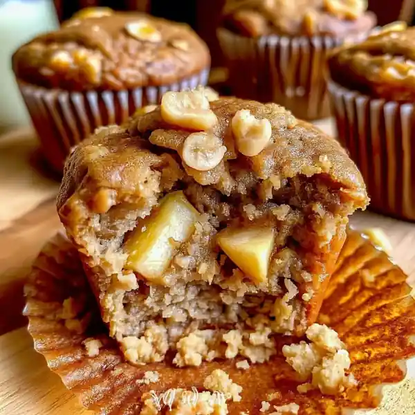 Healthy Cinnamon Apple Peanut Butter Muffins with Greek Yogurt Recipe