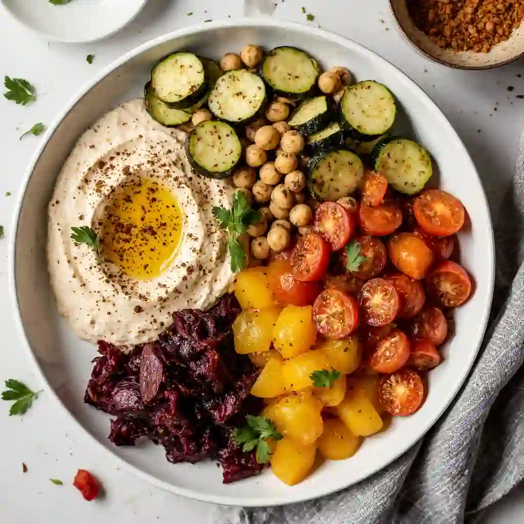 Roasted Veggie &amp; Hummus Bowl  A Colorful, Nourishing Feast