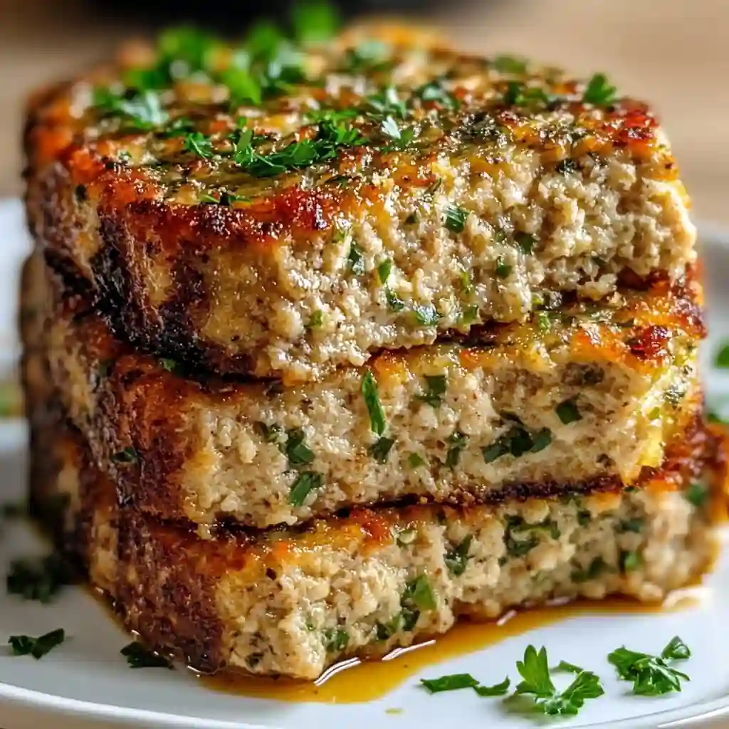Melt-In-Your-Mouth Garlic Parmesan Chicken Meatloaf Stack