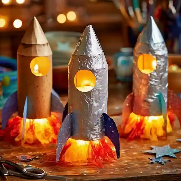 Light Up the Night with Toilet Roll Space Rocket Night Lights